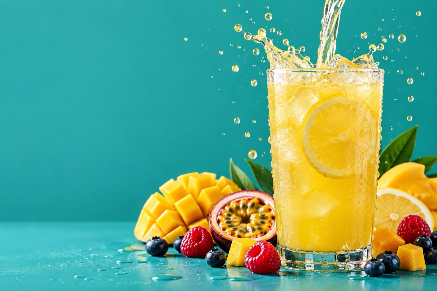 A sweetened drink being poured, dosed in milligrams of sweet protein rather than grams of sugar