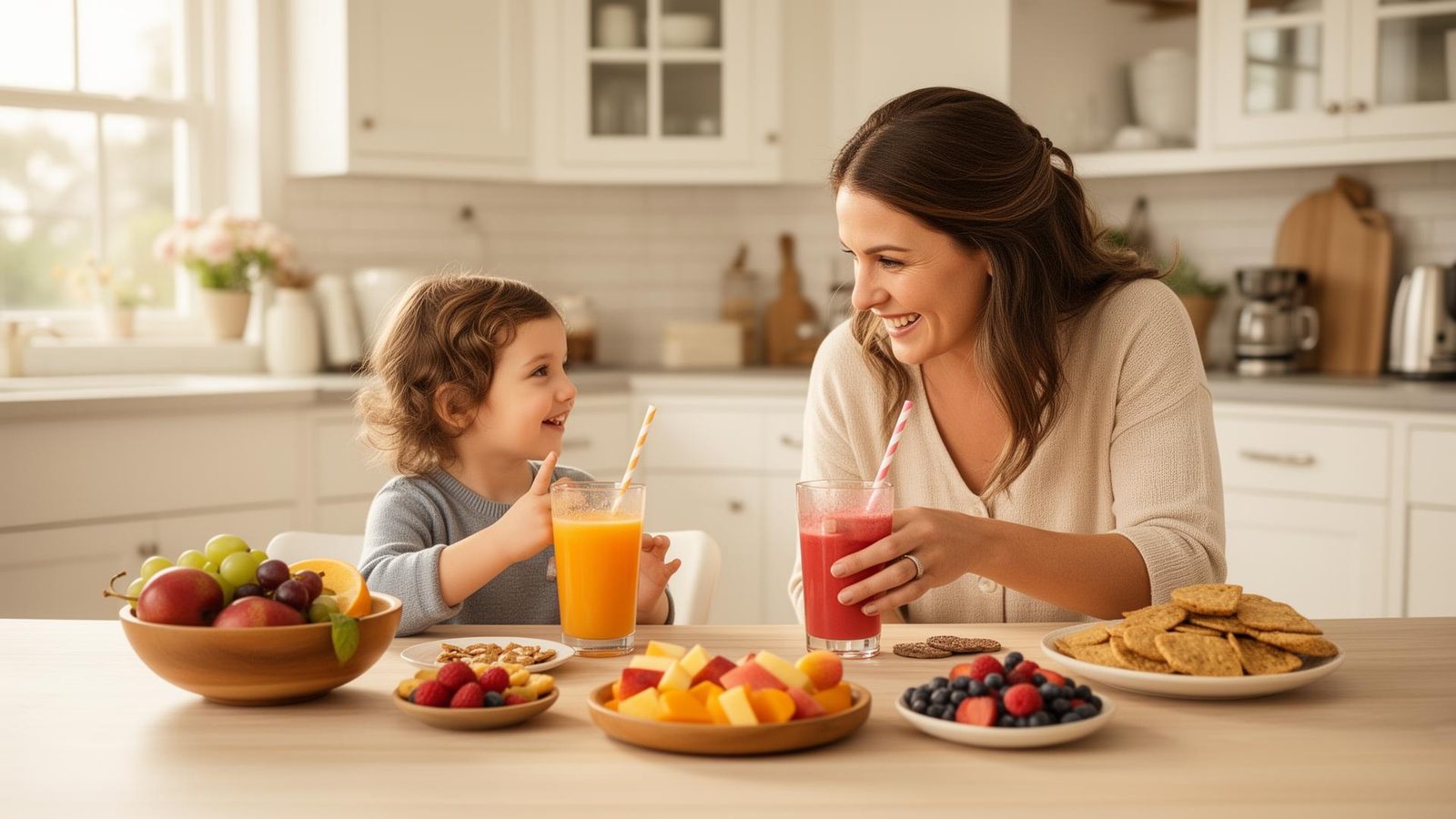 A family sharing an everyday meal, the setting behind public guidance on cutting added sugar