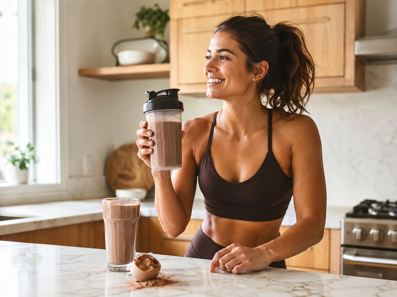 Reduced-sugar functional nutrition formulation: protein powder, shake and bar with clean sweetness